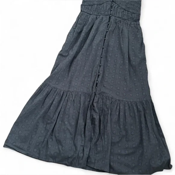 Anthropologie peregrine midi dress cotton smocked slate blue - Picture 3 of 6